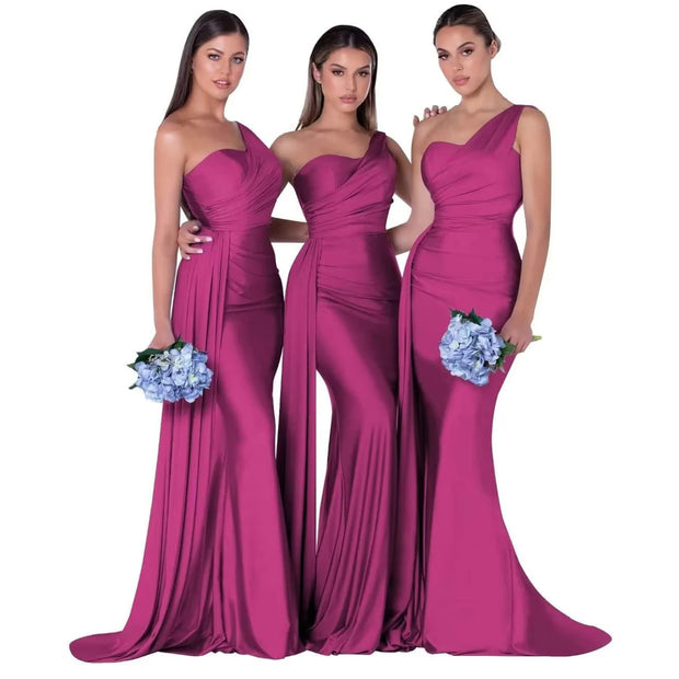 Satin bridesmaid/evening gown - Fuchsia