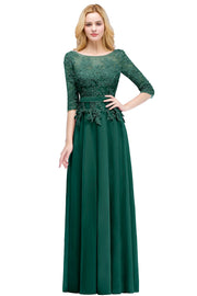 3 Quarter sleeve lace bridesmaid dress - Green