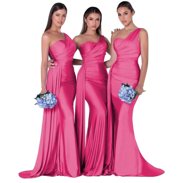 Satin bridesmaid/evening gown -Hot Pink