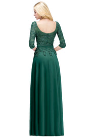 3 Quarter sleeve lace bridesmaid dress - Green