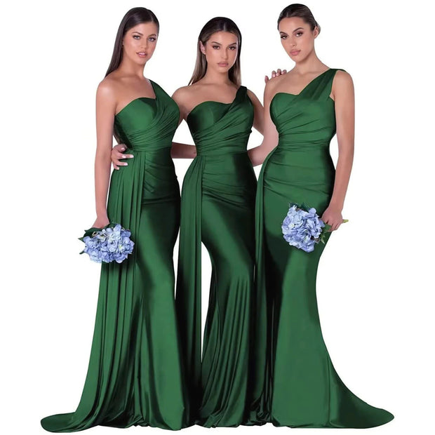 Satin bridesmaid/evening gown - Emerald Green