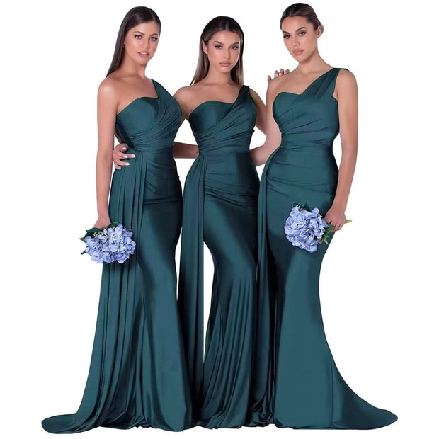 Satin bridesmaid/evening gown -Teal