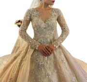 Long Sleeve Wedding Ballgown Beaded Wedding Dress