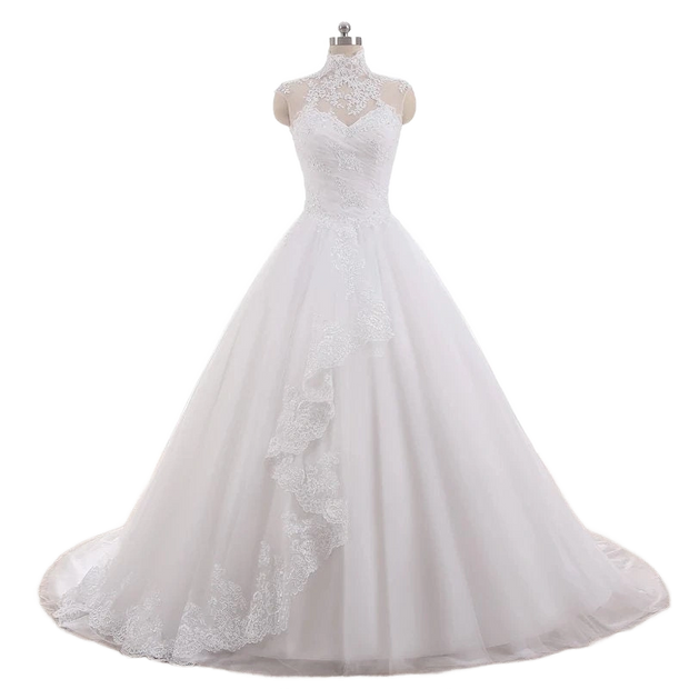 High Neck Wedding Ballgown Lace Wedding Dress