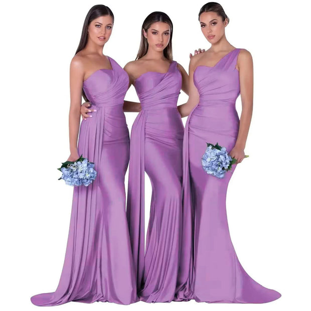 Satin bridesmaid/evening gown -Lilac