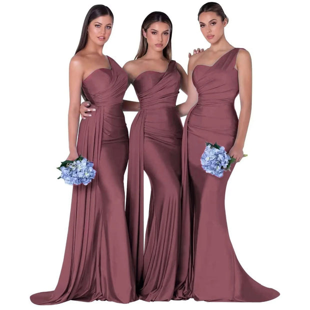 Satin bridesmaid/evening gown -Desert Rose