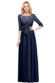 3 Quarter sleeve lace bridesmaid dress - Navy blue