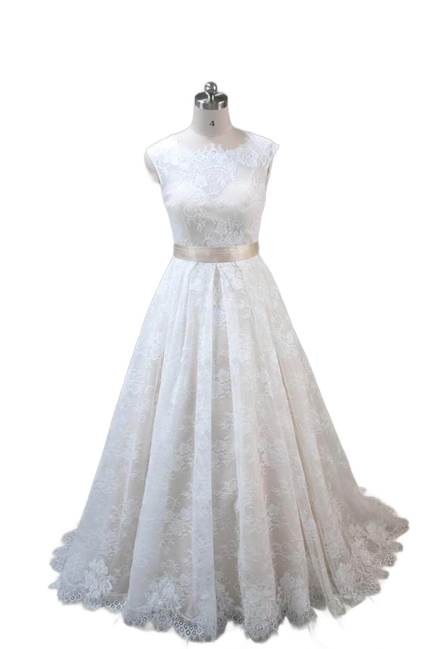 Affordable Simple Tulle and Lace Wedding Gown