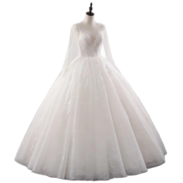 Delicate Tulle and Lace Wedding Ballgown with Long Sleeves Elegant Bridal Gown for a Fairy-Tale Wedding