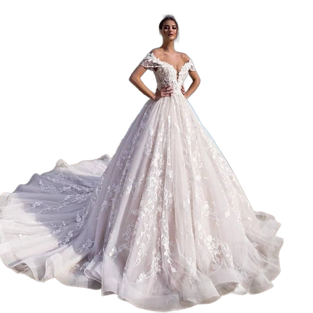 Vintage-Inspired Lace Ball Gown Wedding Dress - Sleeveless Bridal