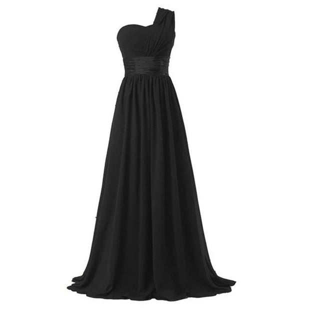 One shoulder bridesmaid dress gown Black