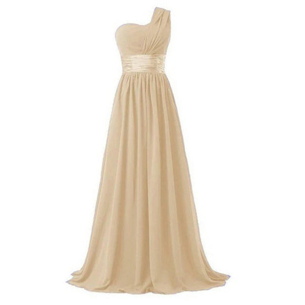 One shoulder bridesmaid dress gown Beige/Champagne