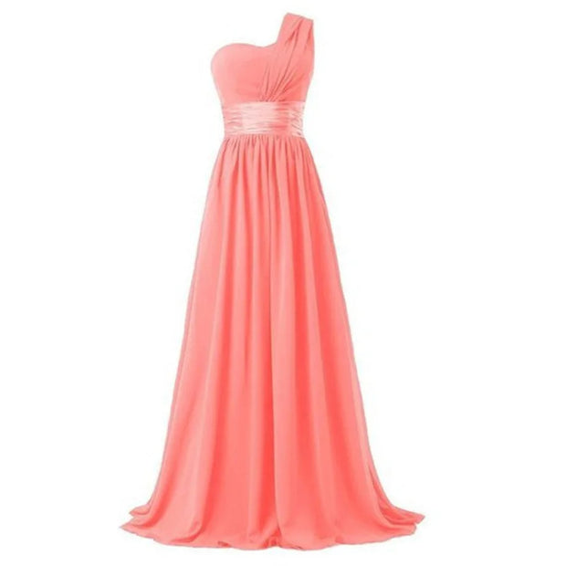 One shoulder bridesmaid dress gown Coral/pink