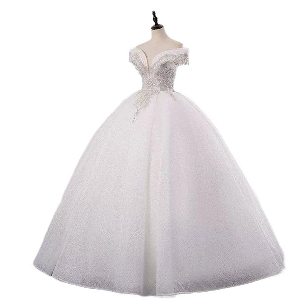 Off Shoulder Cheap Ballgown Wedding Dress