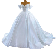 Off Shoulder Satin Ballgown Wedding Dress