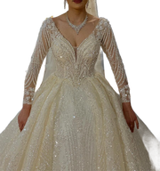 Princess-Inspired Ballgown Wedding Dress with Crystal Embellishments