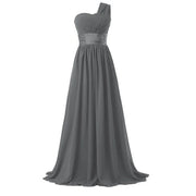 One shoulder bridesmaid dress gown grey