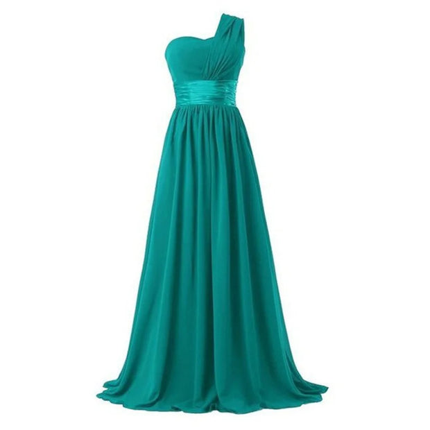 One shoulder bridesmaid dress gown turquoise