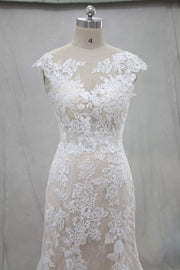 Simple Aline Lace and Tulle Wedding Dress