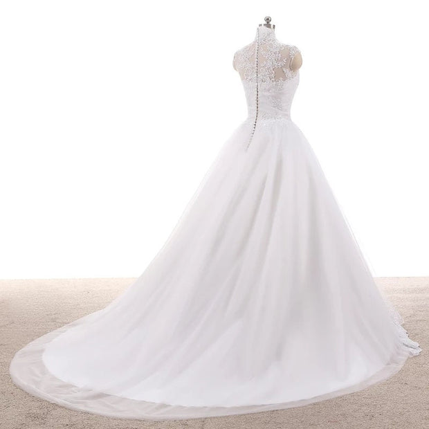 High Neck Wedding Ballgown Lace Wedding Dress