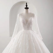 Delicate Tulle and Lace Wedding Ballgown with Long Sleeves Elegant Bridal Gown for a Fairy-Tale Wedding