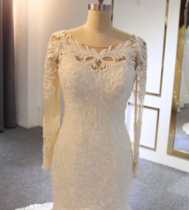 Elegant Lace A-Line Wedding Dress - Ivory Bridal Gown