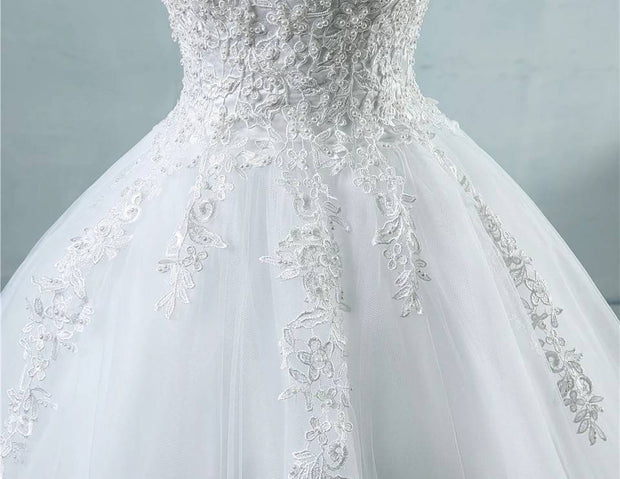 Affordable ballgown wedding dress lace and beading details