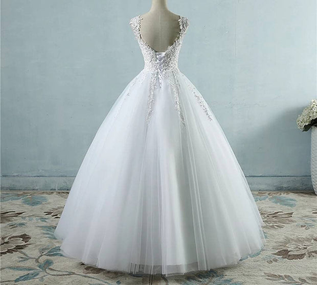 Affordable ballgown wedding dress lace and beading details