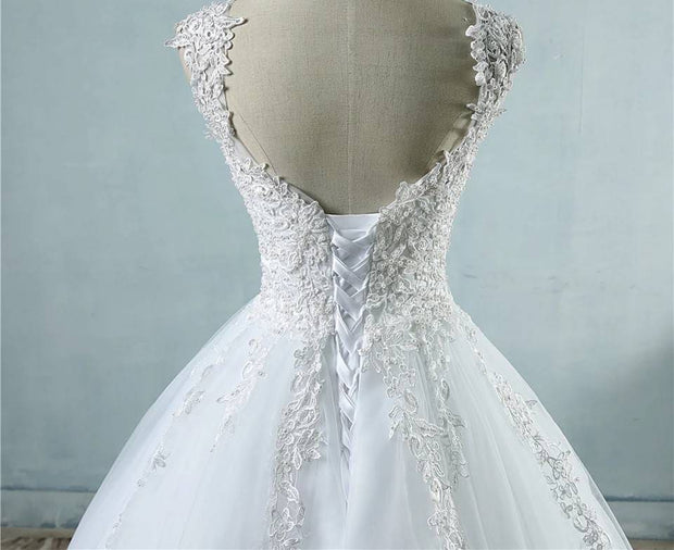 Affordable ballgown wedding dress lace and beading details