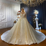 Princess-Inspired Ballgown Wedding Dress with Crystal Embellishments