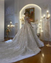 Ball Gown Wedding Dress with Train - Beaded wedding gown