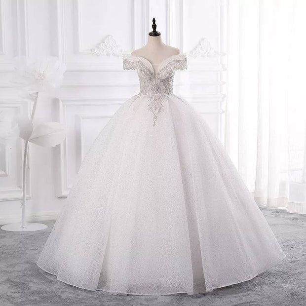 Off Shoulder Cheap Ballgown Wedding Dress