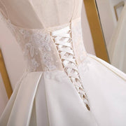 Lace Satin Wedding Ballgown Long Train Wedding Gown