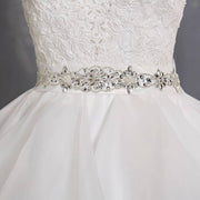 Layered Tulle Skirt Wedding Ballgown Dress Lace Top with Beaded Belt