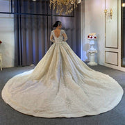 Long Sleeve Wedding Ballgown Beaded Wedding Dress