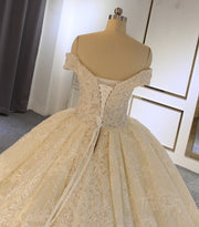 Off Shoulder Ballgown Wedding Dress Glitter and Lace