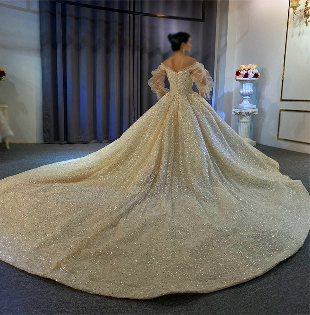 Long Detachable Sleeve Wedding Dress Wedding Ballgown