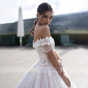 Vintage-Inspired Lace Ball Gown Wedding Dress - Sleeveless Bridal