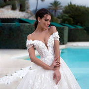 Vintage-Inspired Lace Ball Gown Wedding Dress - Sleeveless Bridal