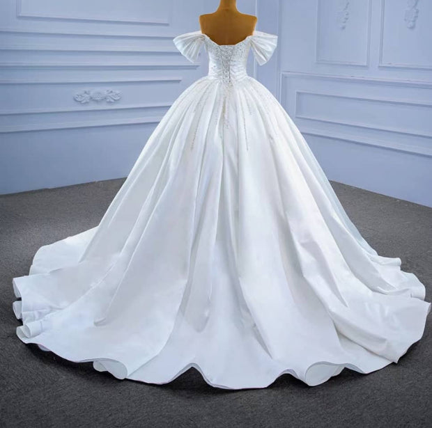 Off Shoulder Satin Ballgown Wedding Dress