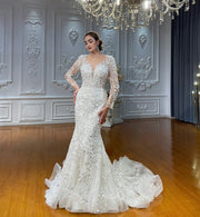 Modest Long-Sleeve Ball Gown Wedding Dress - Vintage Lace Bridal