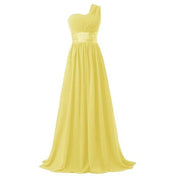 One shoulder bridesmaid dress gown Yellow